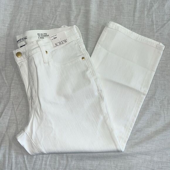 J. Crew Petite mid-rise kickout jean straight white Size 30P - Picture 9 of 12